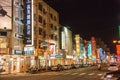 Chiayi City street shops in the mountain night