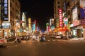 Chiayi City street shops in the mountain night