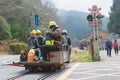 Track maintenance vehicle near Zhaoping railway station in Alishan National Scenic Area, Chiayi County, Taiwan