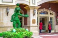 CHIBA, JAPAN: Goofy welcome guests at the entrance of Tokyo Disneyland Hotel located in Tokyo Disney Resort, Urayasu, Chiba, Japan