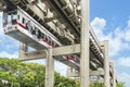 Two-line suspended Chiba urban monorail in Japan. Royalty Free Stock Photo