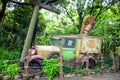 CHIBA, JAPAN: Goofy`s car broken in jungle at Tokyo Disneysea located in Urayasu, Chiba, Japan