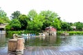 CHIBA, JAPAN: Tourist sailing canoe in Tokyo Disneyland