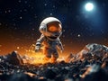 Chibi anime astronaut in astroid field Royalty Free Stock Photo