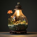 Delicate 3d Chinese Lantern With Surrealistic Ceramic Sculpture Design