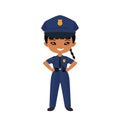 Chibi girl character in police uniform. Professions for children. Flat cartoon style Royalty Free Stock Photo