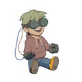 Chibi kid with Virtual reality glasses