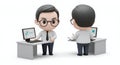 Chibi Korean Computer Programmer 3D Render Isolated on White Background Royalty Free Stock Photo