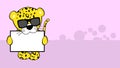 Chibi leopard kid cartoon holding billboard background