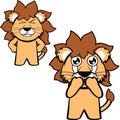 chibi lion character cartoon standing funny expressions pack