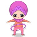 hula hop children's play activities. educational game. cute Muslim children's cartoon. cartoon Children's daily fun