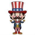 Chibi uncle sam character with patriotic top hat and suit on presidents day Royalty Free Stock Photo