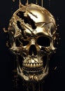 Chic allure: unveiling contemporary elegance of stylish skull with gold plating, modern luxurious decorative accent