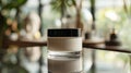 Chic beauty boutique, cream jar on upscale counter