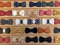 Wooden bow ties, different colors, styles and design