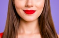 Chic charm pleasure lifestyle person concept. Cropped close up half faced view photo portrait of beautiful attractive Royalty Free Stock Photo