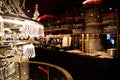 Chic classic crystal chandelier in the interior of a cafe, restaurant