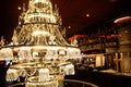 Chic classic crystal chandelier in the interior of a cafe, restaurant