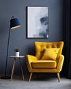 Chic Elegance: The Allure of a Velvet Armchair Next to a Lustrous Gold Lamp
