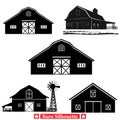 Chic Farmhouse Silhouettes Stylish Vector Barn Designs Royalty Free Stock Photo