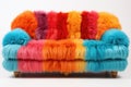 Chic Fluff Ensemble: Chic ensemble of a fluffy, diverse-colored sofa, striking a balance of flair and comfort against a