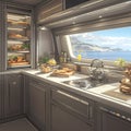 Chic Galley Kitchen with Stunning Views