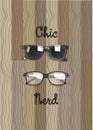 Chic glasses and nerd glasses vector on the wooden