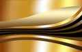 Chic gold background. Black elegant wavy stripes.