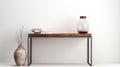 Minimalist Wood Console Table With Book And Vase