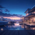 Chic Marina Amidst Spectacular Sunset Royalty Free Stock Photo