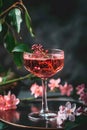 Chic portrayal of kir cocktail in soft evening light (AI generated)