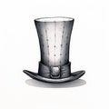 Chic and Quirky: Miniaturecore-inspired Top Hat Drawing on a Clean White Background