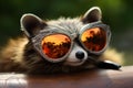 Chic Raccoon sunglasses. Generate Ai Royalty Free Stock Photo