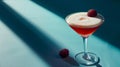 Chic Red Cocktail with Raspberry Shadow in Martini Glass Royalty Free Stock Photo