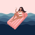 Chic Relaxation on Pink Float Royalty Free Stock Photo