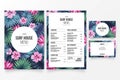 chic restaurant menu template with floral tropical theme vector illustration