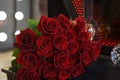 chic rich dark red bouquet of rose flower macro Royalty Free Stock Photo