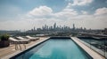 chic rooftop pool with a stunning view of the city skylin generative AI Royalty Free Stock Photo