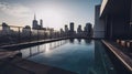 chic rooftop pool with a stunning view of the city skylin one generative AI Royalty Free Stock Photo