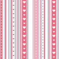 Chic seamless striped pattern with hearts. Endless texture for wallpaper, web page background, textile design, wrapping paper