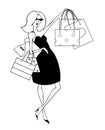 Chic Shopper Holding Up Shopping Bags