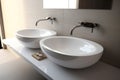 Chic Sinks minimalist bathroom mirror. Generate Ai Royalty Free Stock Photo