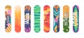 Chic And Sleek Snowboards Lined Up Isolated On White Background, Epitomizing Winter Sports Style And Adventure