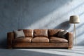 A Stylish MidCentury Leather Sofa Placed Beautifully in a Modern Living Room Setting Royalty Free Stock Photo