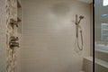 Chic Walk-in shower with built-in bench