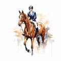 Chic Watercolor Equestrian Illustration With Lifelike Figures