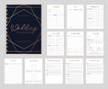 Chic Wedding planer organizer with checklist, wish list, party time etc. Floral diary design for wedding organisation. Vector