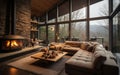 Chic Winter Living Modern Retreat. Generative AI