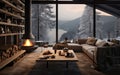 Chic Winter Living Modern Retreat. Generative AI