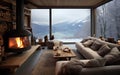 Chic Winter Living Modern Retreat. Generative AI